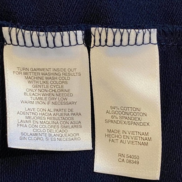 Jones New York Blue Cotton Jersey Jacket Nautical Snap Polka Dot Accent Utility - Picture 9 of 9